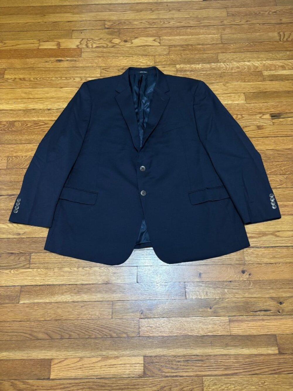 Joseph Feiss Men's Blazer Jacket Sz 48R Blue Solid Wool 2 Button Sport Coat